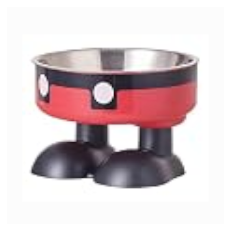 صحن طعام قطط ستانليس ستيل صحن طعام مرتفع للقطط والكلاب من الستانلس ستيل بتصميم كرتوني مرح على شكل أقدام - الصورة 1
